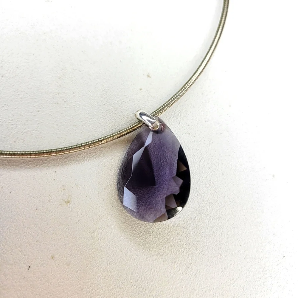 Amethyst Wire Teardrop Pendant Necklace